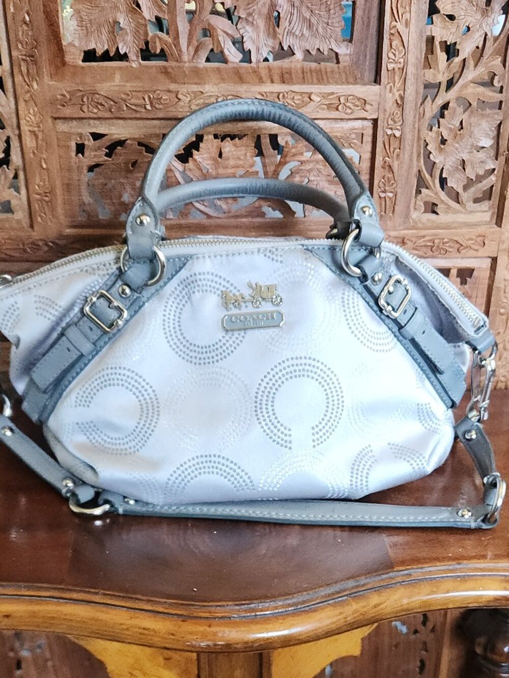 Coach Madison Gray Sophia OP Dotted Art Carryall Satchel Shoulder Bag 15935